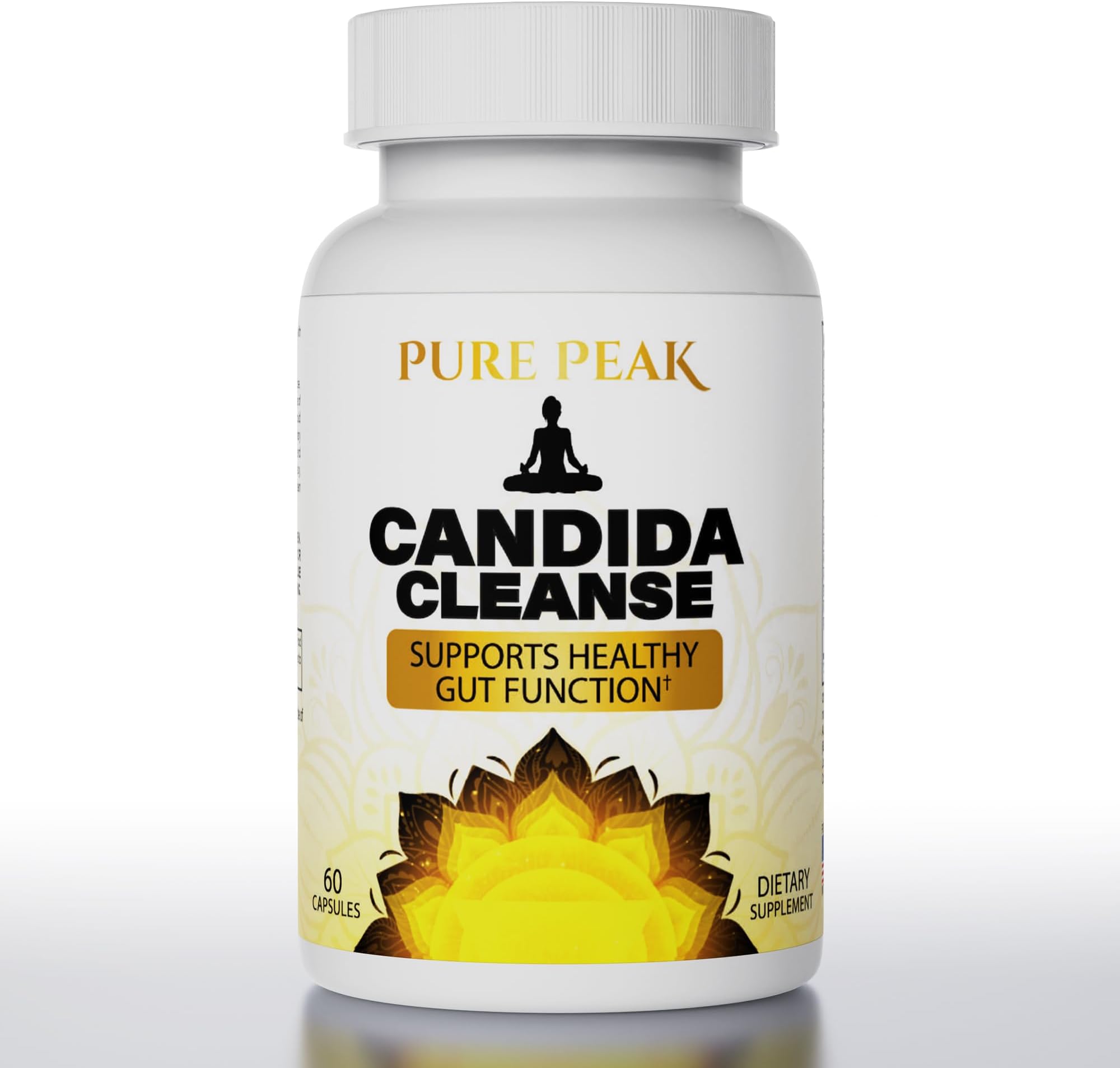 Pure Peak Candida Cleanse - Gut & Colon Support (60 Capsules) - for Men & Women - Natural Herbs for Intestinal Detox - Oregano Leaf, Wormwood, Black Walnut, Caprylic Acid