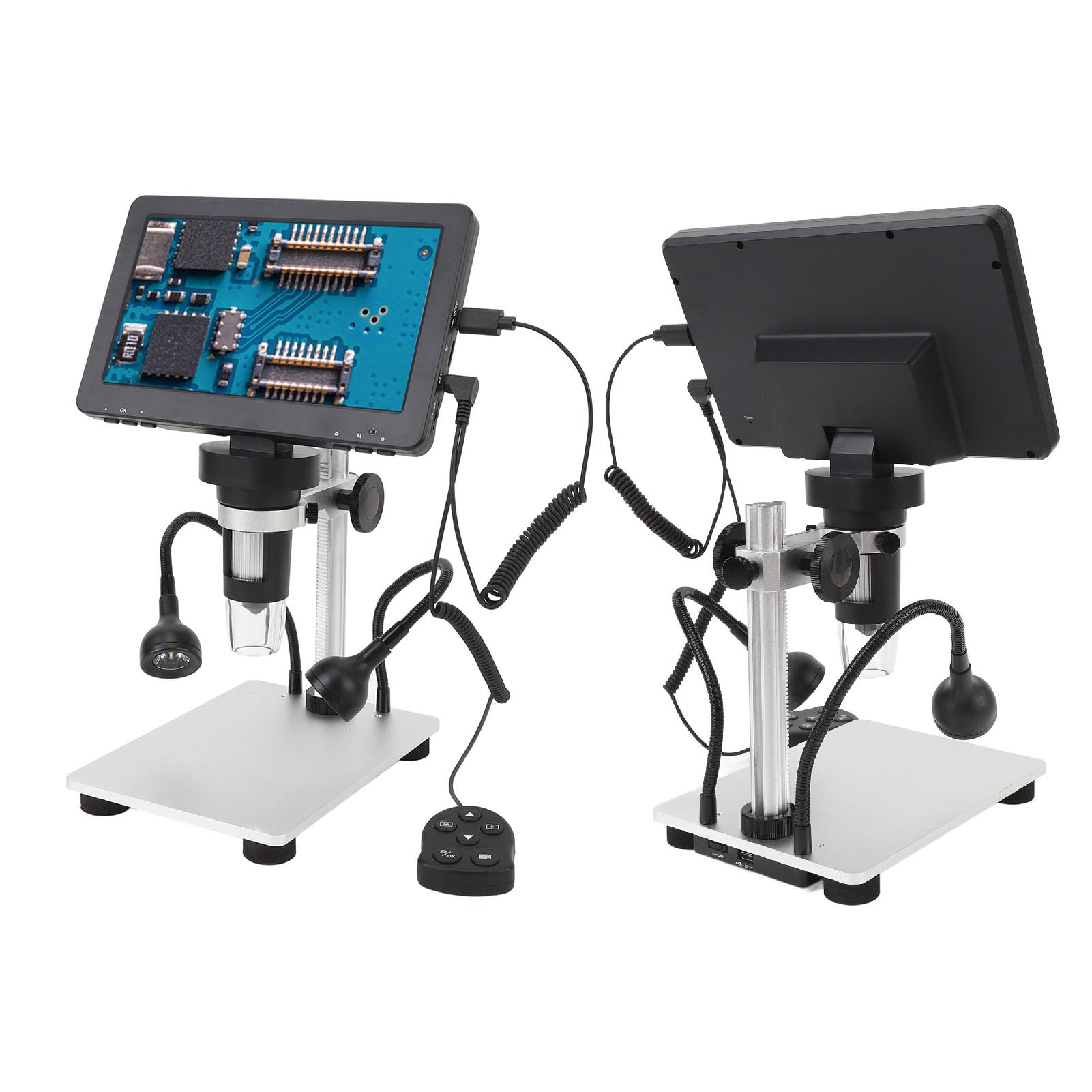 Microscopio Digital LCD de 7 Pulgadas con Pantalla, USB, 8 Luces LED Ajustables, para Soldadura y Monedas