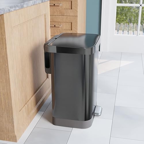 Miniatura 5 de Glad Bote de basura de acero inoxidable con protección contra olores Clorox  Cubo de basura de metal grande con tapa de cierre suave pedal de pie y