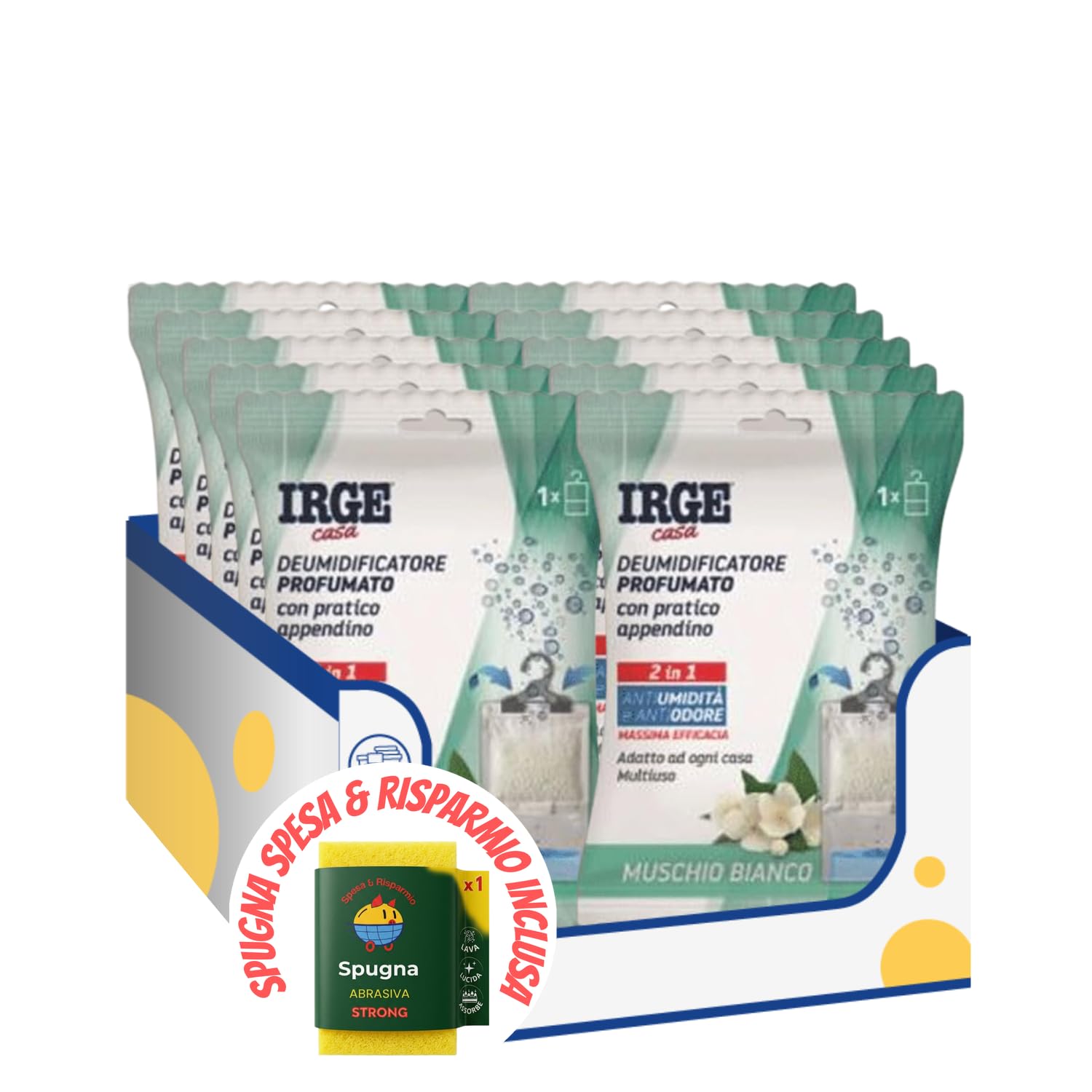 Deumidificatore con Appendiabiti Profumato al Muschio – 500 ml kit con Spugna Brandizzata SPESA & RISPARMIO Inclusa – Variazioni 4/6/8/10 Pezzi (10)