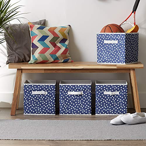 Image of DII Woven Polyester Storage Bin, Polka Dot, French Blue, Small Set of 4