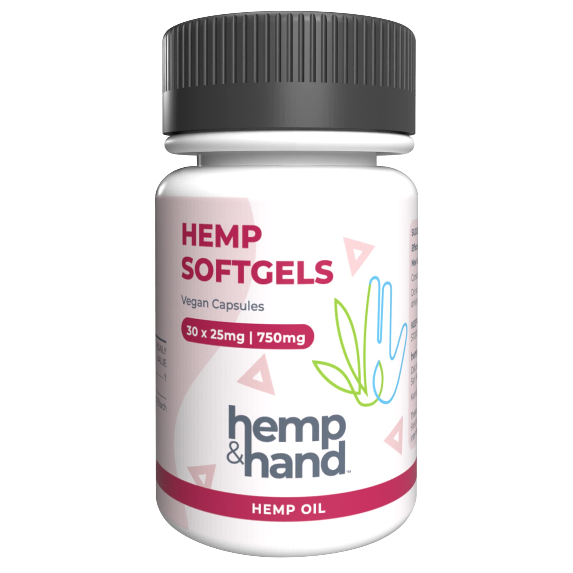 Hemp Softgels 750mg - Max Strength for Adults - Chill, Inflammation, Natural Pain, Restful Sleep - by Hemp and Hand (25mg Softgel)