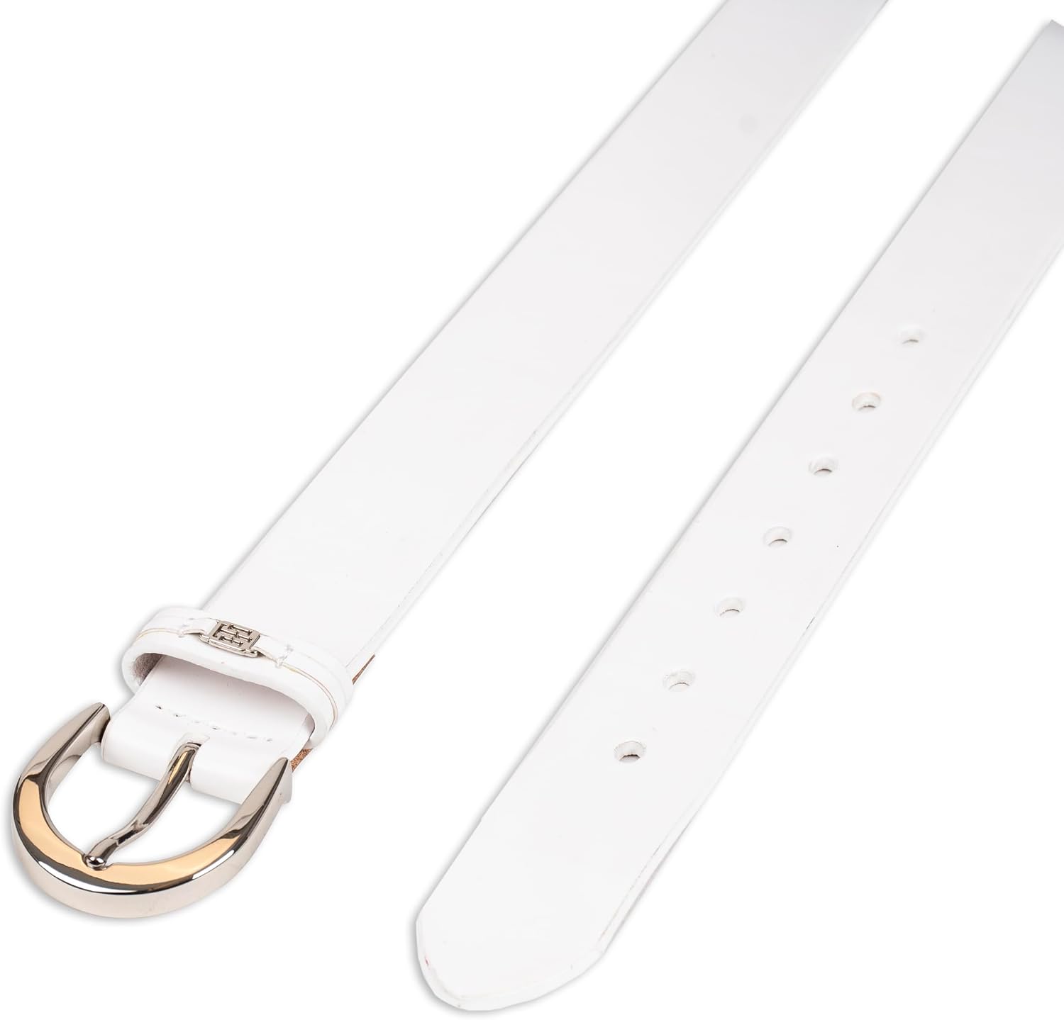 Tommy Hilfiger Women's TH Ornament Logo Casual Leather Belt for Jeans, Trousers and Dresses