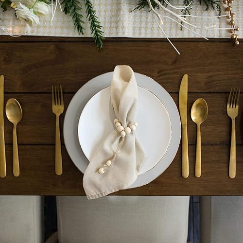 Miniatura 7 de Servilletero hecho a mano con cuentas de madera y cordel de yute, soporte para servilleteros de madera rústica asequible para decoración de mesa