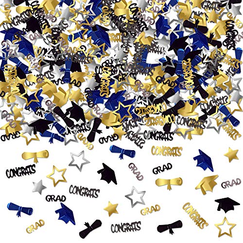 Image of KatchOn, Black and Gold Grad Confetti 2026 - Pack of 1000 | Congrats Grad Confetti for Graduation Decoration | Black and Gold Grad Table Decorations 2026 | Graduation Decorations 2026