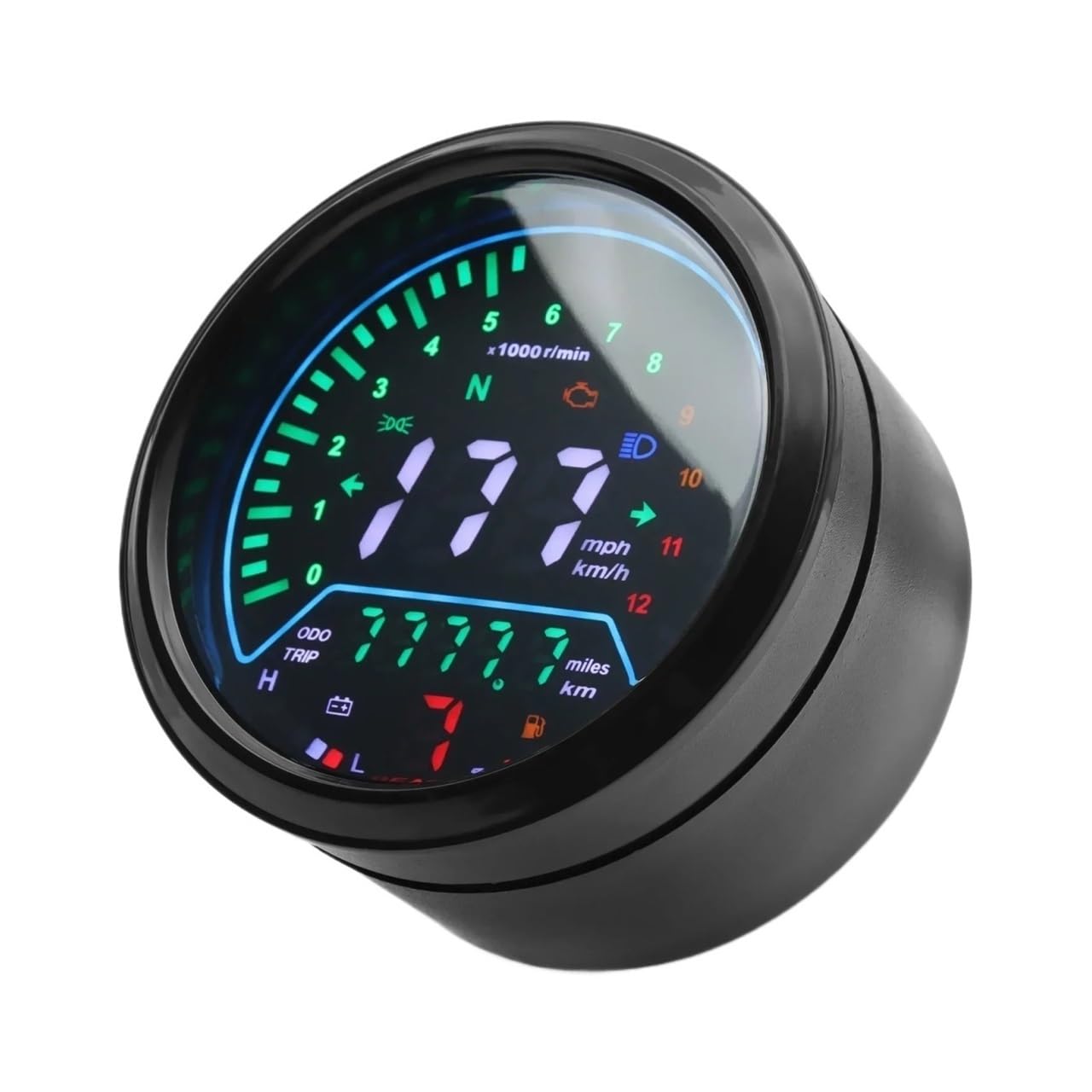 Moto Odómetro tacómetro Velocímetro Digital para Motocicleta De 12 V, Tablero Instrumentos, Odómetro 000 RPM, Tacómetro, Medidor Voltaje, Accesorios para