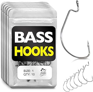 Bass Fishing Hooks Freshwater – Bass Hooks for Plastic Worms – Texas Rigs for Bass Fishing Gear – Worm Hooks for Bass Fishing – Bass Fishing Tackle – Texas Rig Hooks – EWG Hooks