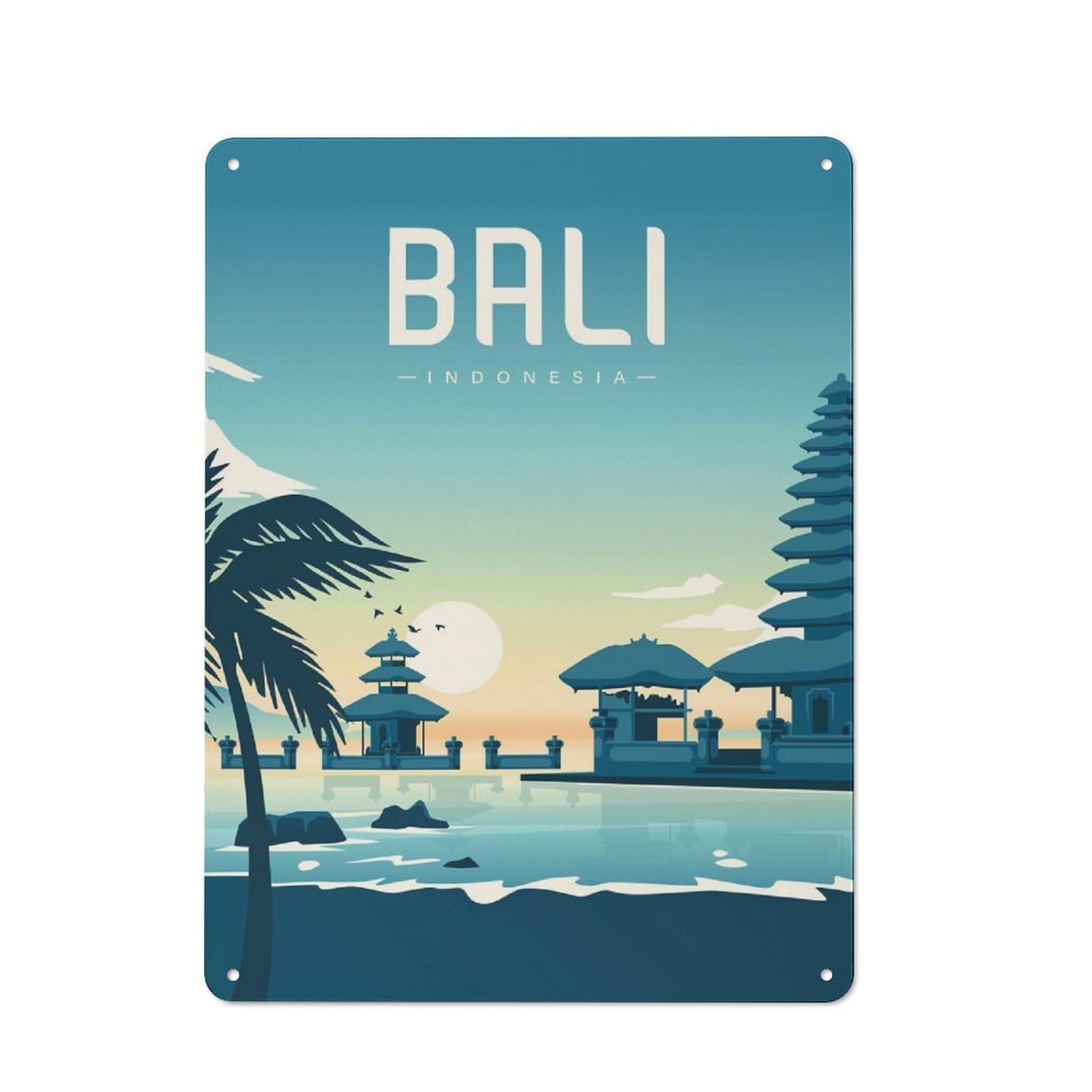 Junmoney Style-24 Bali, Indonesia Travel (3) Vintage Metal Wall Decor 40X30cm, Tin Sign For Cafe, Pub, Workshop Or Home Bar, Small Accent For Blank Walls