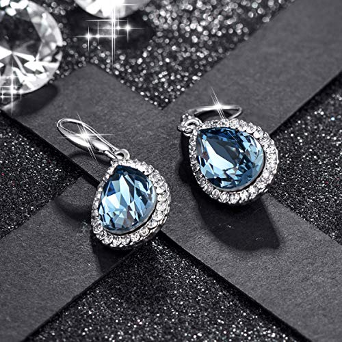 Austrian Crystal Teardrop Dangle Drop Earrings for Women Dangling 14K Gold Plated Hypoallergenic Jewelry3