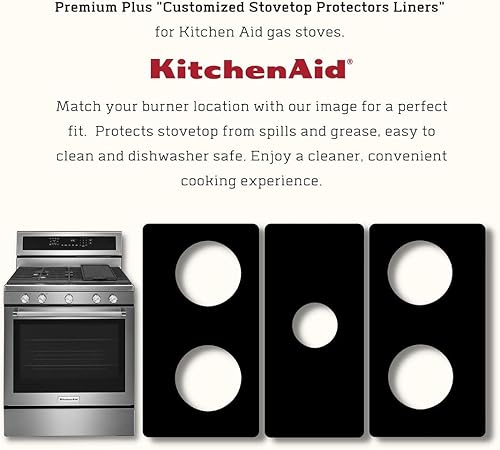 Miniatura 7 de Protectores de estufa compatibles con estufas KitchenAid, cocinas de gas KitchenAid, personalizadas, revestimientos de fácil limpieza para modelos