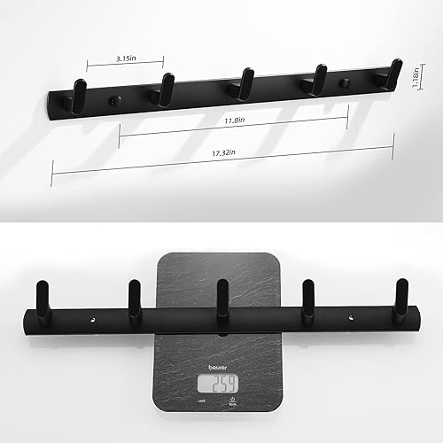 Miniatura 3 de Perchero montado en la pared, ganchos negros, ganchos modernos montados en la pared para bolsos, toallas, perchero de pared para