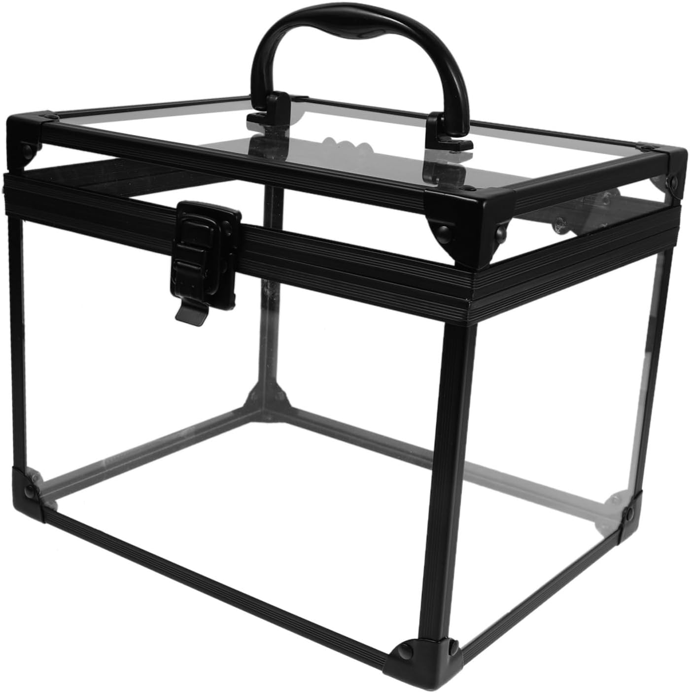 Portable Makeup Storage Box Lockable Jewelry Organizer for Travel Cosmetic Display Case Padlock Keys for Vanity and Bathroom Use