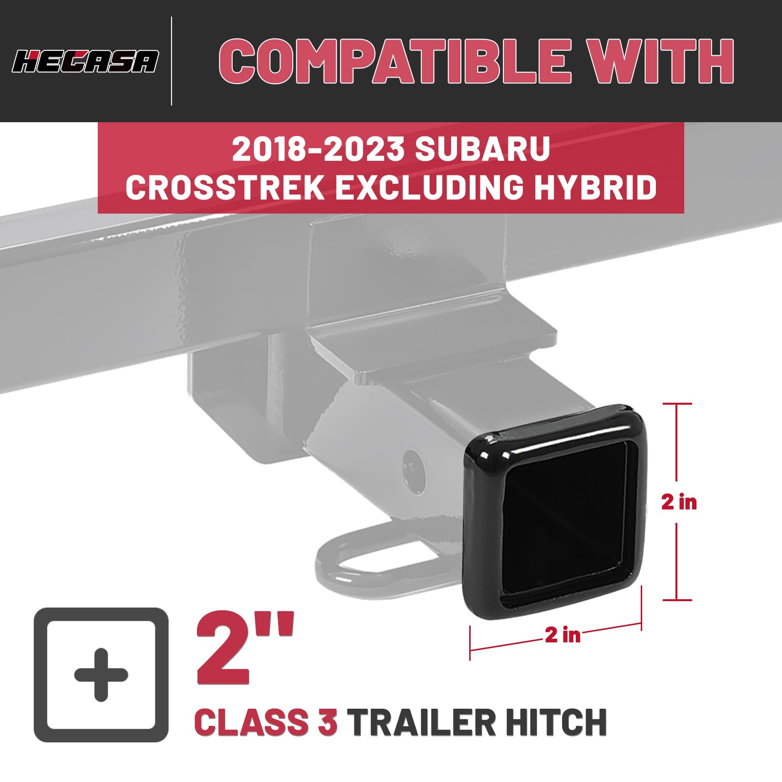 HECASA Class 3 Trailer Hitch Compatible with 2018-2023 Subaru Crosstrek Excluding Hybrid Trailer Tow Hitch 2 Inch Receiver