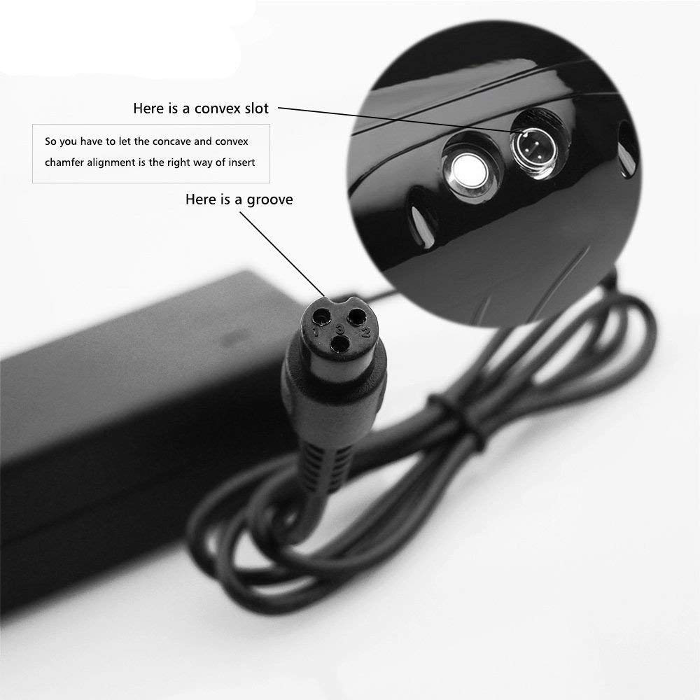 TANGSPOWER 36V Charger Output 42V 1.5A PowerFast Mini 3-Prong Inline Connector for 10Series Lithium Battery 4