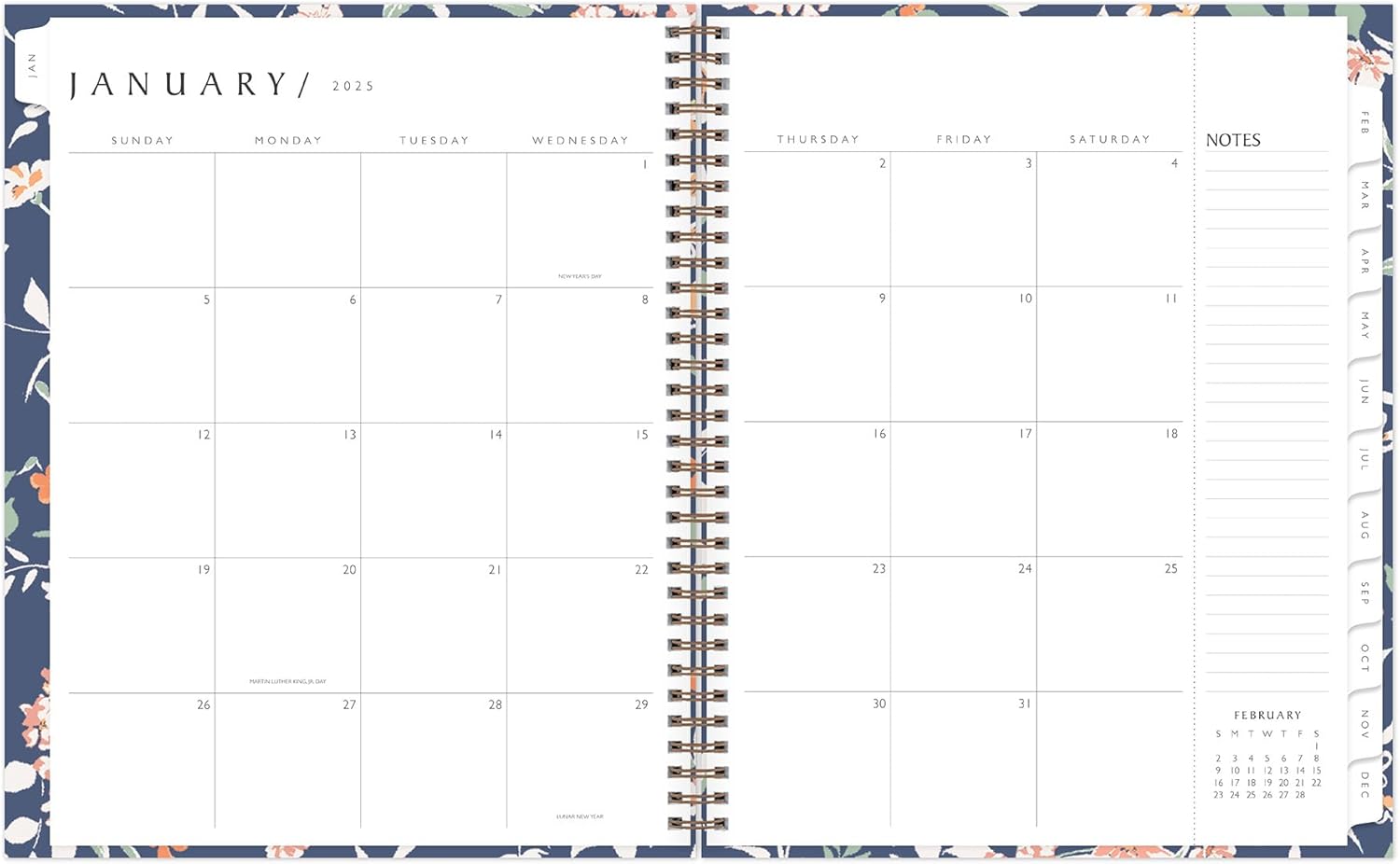 2025 Blue Sky Weekly/Monthly Planning Calendar, 8-1/2" x 11", Effie, January 2025 To December 2025