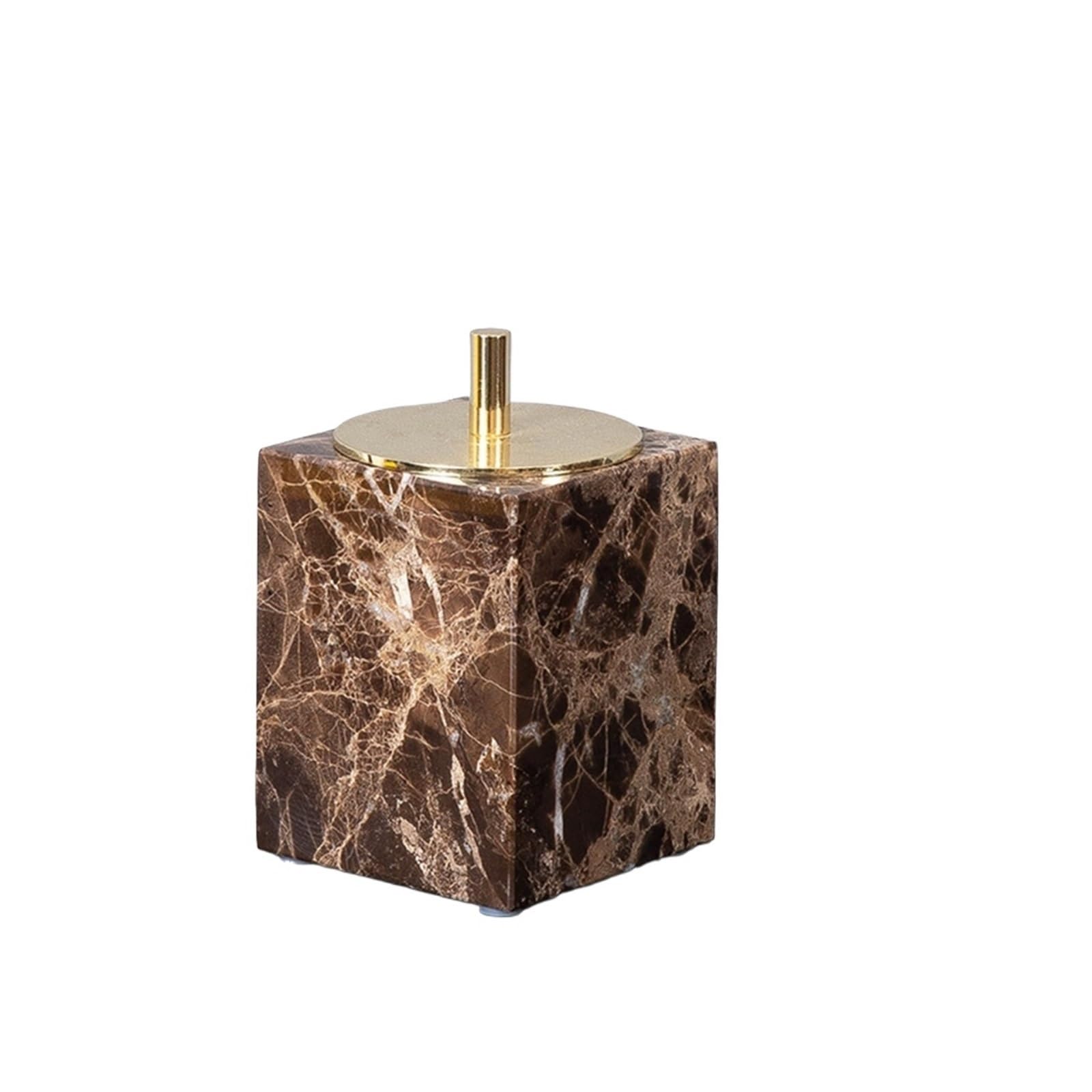 Bathroom Soap Dispenser Set Brown Natural Marble Bathroom Accessories Luxury Soap Dispenser Toothbrush Holder Dish Tray Set For(Gold-Toothpick box)