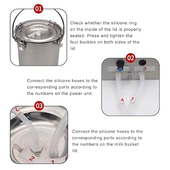 Milking Machine, 5L Electric Pulse Cow Milking Machine, Portable Vacuum Sheeps Cows Milk Machine Pump, Bionic Suction And Stop Automatic Function for Dairy Cow Goat, Home Small-Scalefarm (For Cattle)