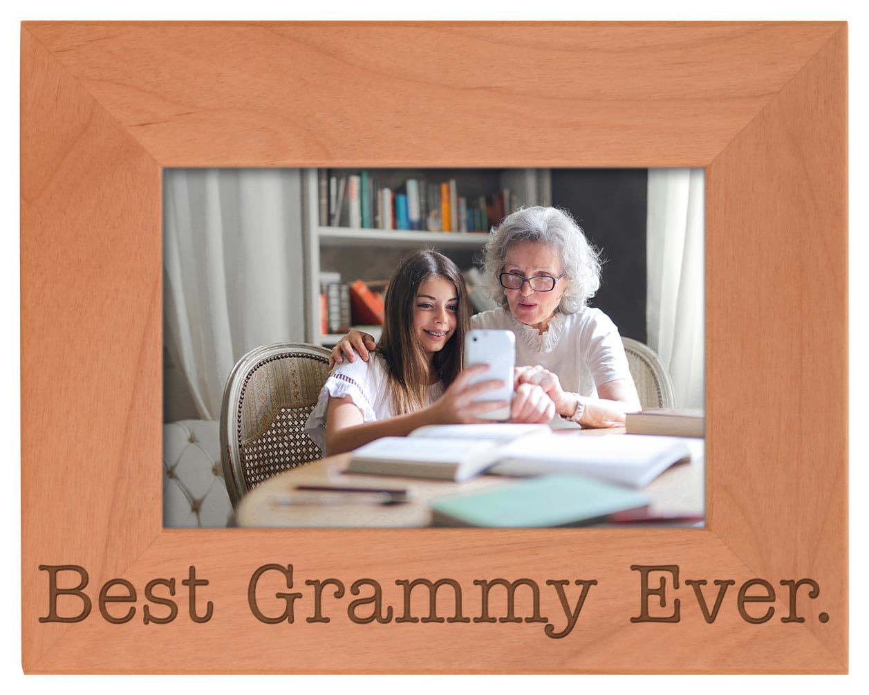ThisWear Birthday Gift for Grandma Best Grammy Ever Natural Wood Engraved 4x6 Landscape Picture Frame Wood
