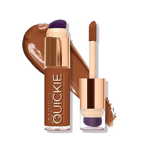 Vista 18 de Urban Decay Quickie Corrector impermeable de cobertura completa 24 horas, acabado mate natural, vitamina E hidratante, cepillo de pulido de doble