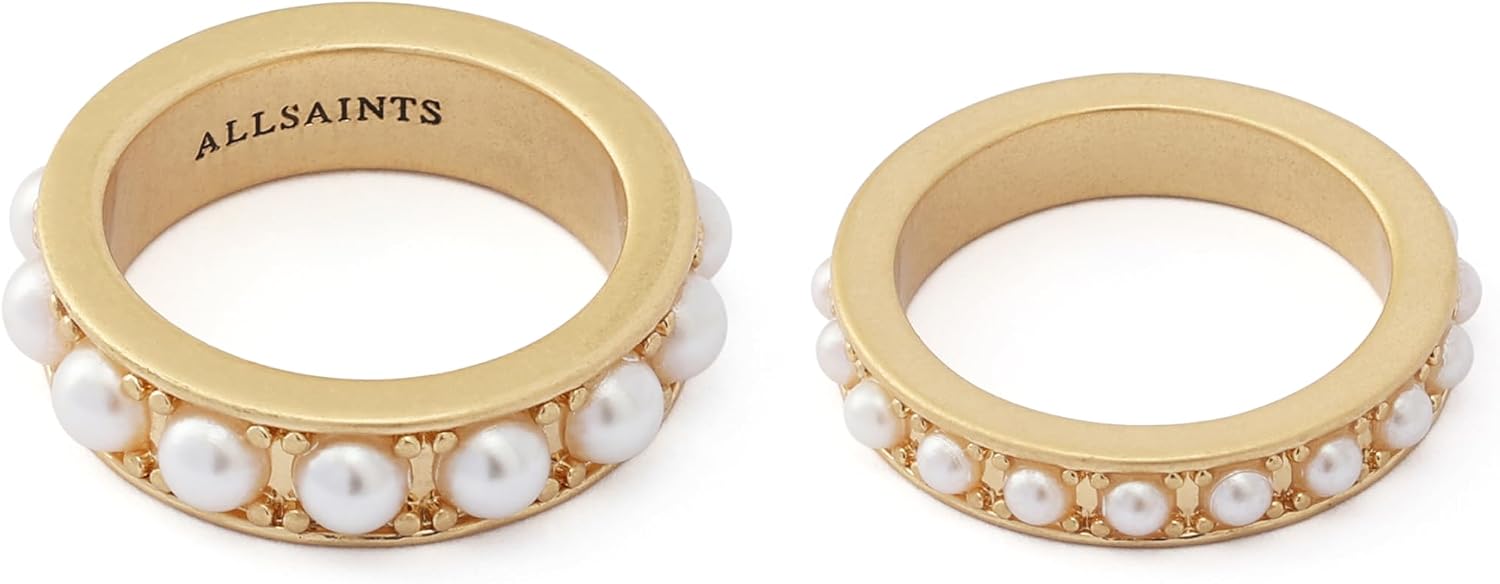 AllSaints Jewelry Women's Nellie Pearl Band Ring Set