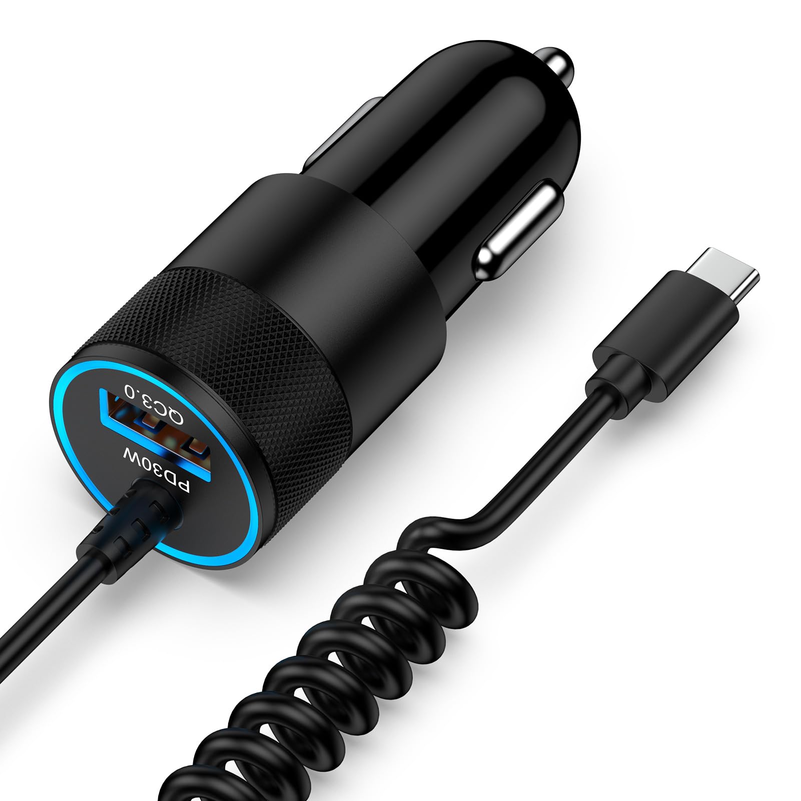 iPhone 16e Fast Car Charger Adapter for iPhone 16e, 16, 16 Pro Max, 16 Pro, 16 Plus, 15 Series, Car Adapter Plus with 2.8FT Coiled Cable