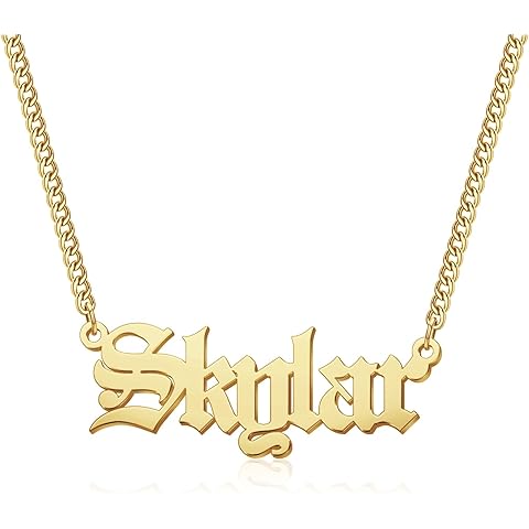 EVER2000 Custom Name Necklace, 18K Gold Plated Nameplate Personalized Jewelry Gift for Women