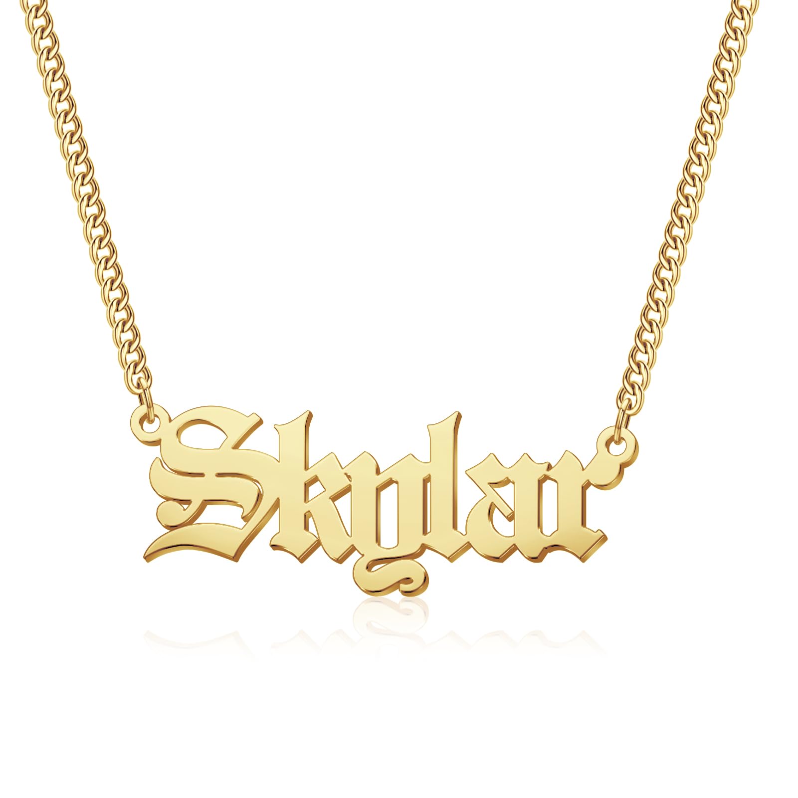 Custom Name Necklace, 18K Gold Plated Nameplate Personalized Jewelry Gift for Women