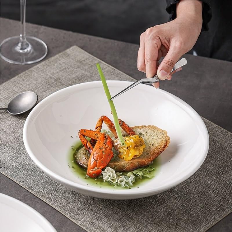 Talerze obiadowe domowe talerze do sałatek owocowych, ceramiczne okrągłe głębokie, zupa w stylu japońskim, miska do sałatek kuchennych w stylu hotelowym/zachodnim