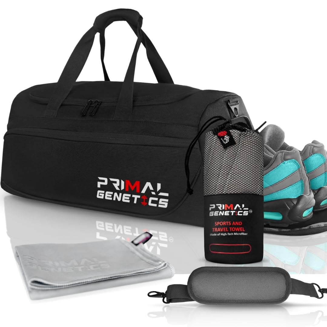 Gym Bag Duffle Bag, 9 Pockets-Shoe Compartment Wet Pocket Gym Towel Gym Bag Mens and Womans