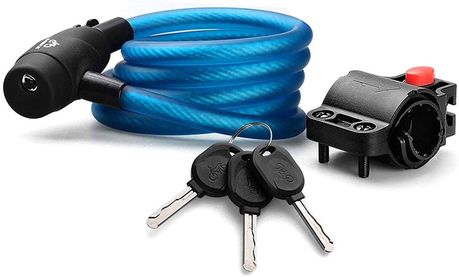 Lucchetto con Cavo per Bicicletta da 1,8 m, antifurto con 3 Chiavi, Ideale per Bici, Bici elettriche, Skateboard (Blu, 1,8 m)