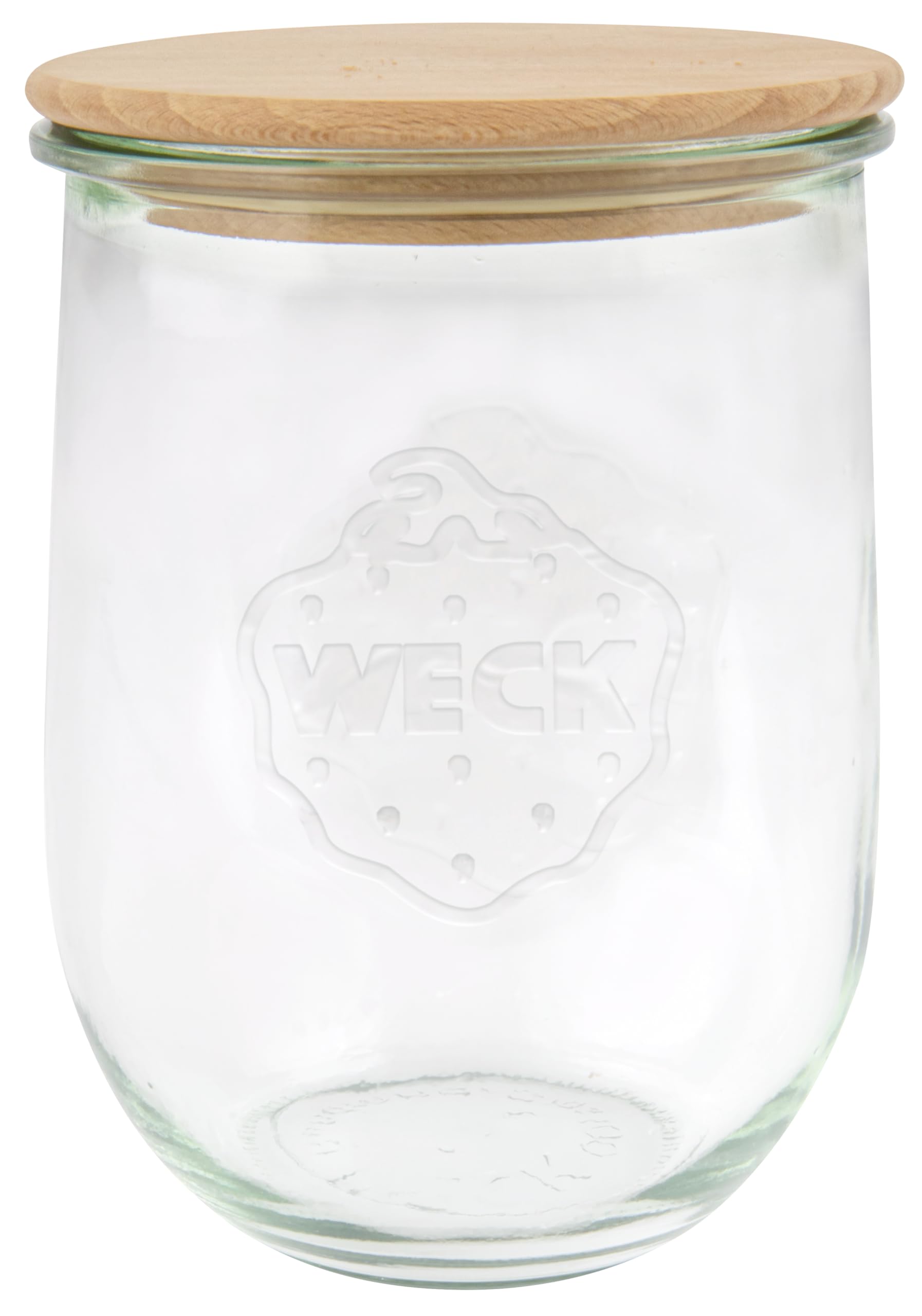 Weck 79198 - Set Di 6 Barattoli In Vetro A Tulipano Da 1L Con Coperchio In Legno E Guarnizione In Silicone, Per Pasta E Spezie - 2