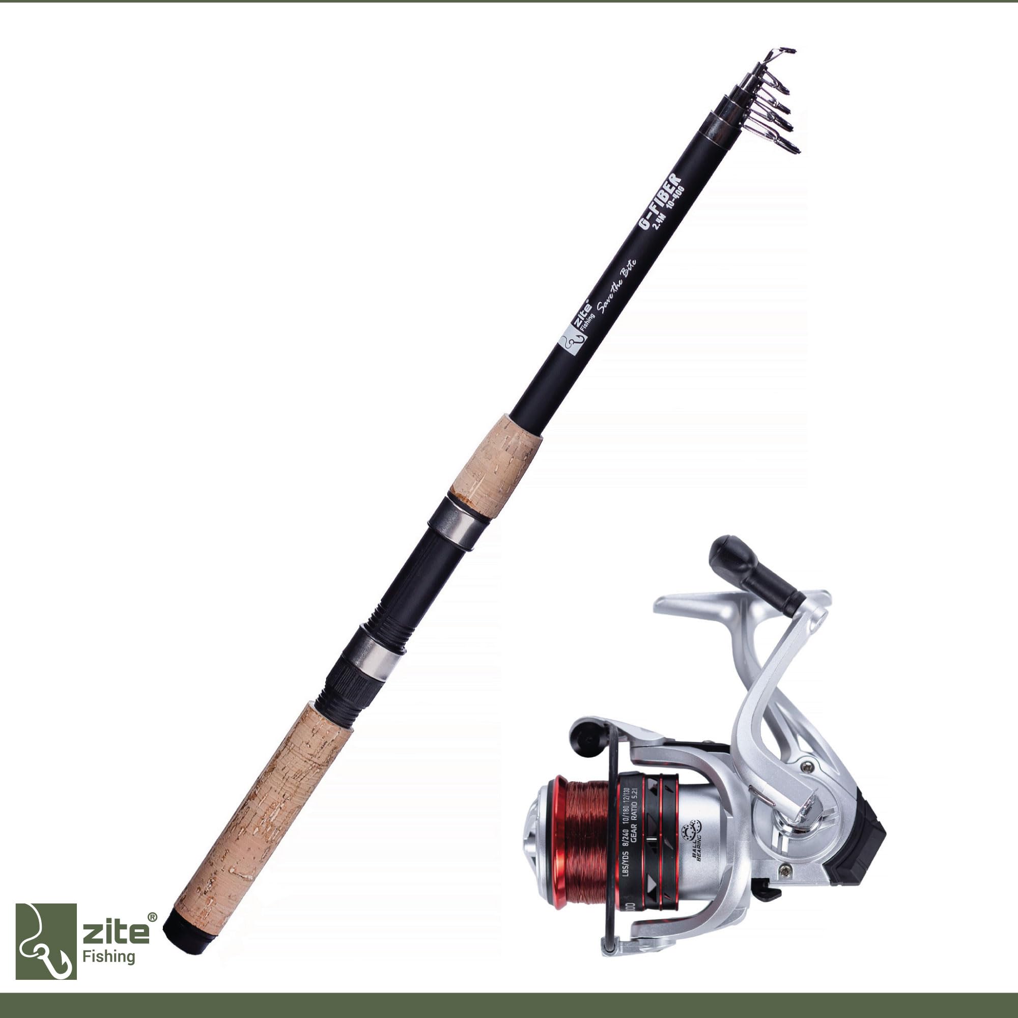 Zite Fishing Angelkoffer mit Zubehör Set - Teleskop-Angelrute & Rolle mit | Schnur - Grundausstattung Angelzubehör mit Haken, Bleien, Wirbeln, Posen uvm.