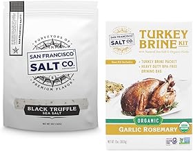 San Francisco Salt Company Black Truffle Salt (5 Oz) + Organic Garlic Rosemary Turkey Brine Kit Bundle (13 Oz) with BPA-Free Brine Bag, Kosher Sea Salt with Black Truffles, Soy, Gluten & Dairy-Free