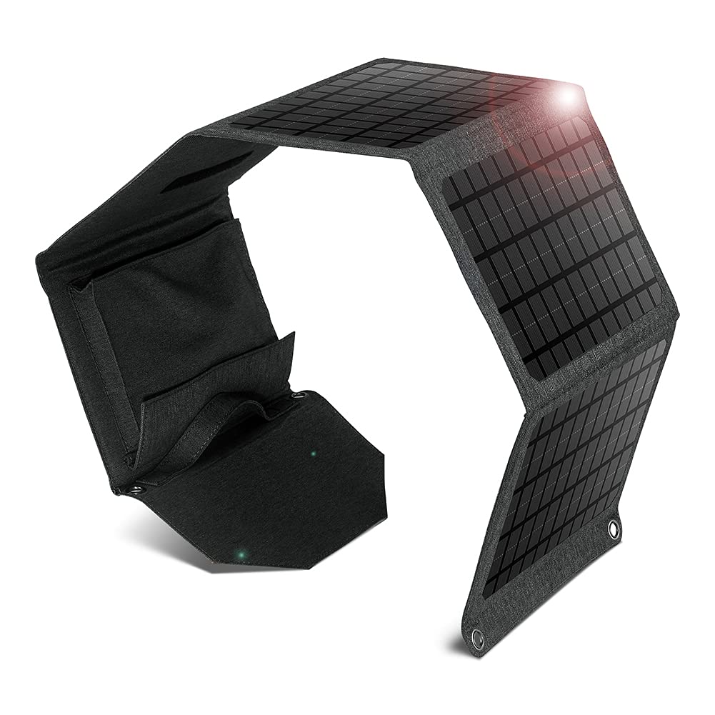 WSHA Portatile 30W Pieghevole Pieghevole Pieghevole Pieghevole Pannello Solare Dual USB Port da Esterno Mobile Power Power Bank Caricabatteria, per RV, Barca, Famiglia, Camping