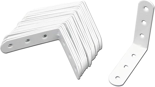 20 Pcs L Shape Bracket Heavy Duty L Bracket Corner Brace Metal Joint Right Angle Brackets Fastener with Screws for Kitchen, Living Room, Shop, White (2.72" x 0.71")