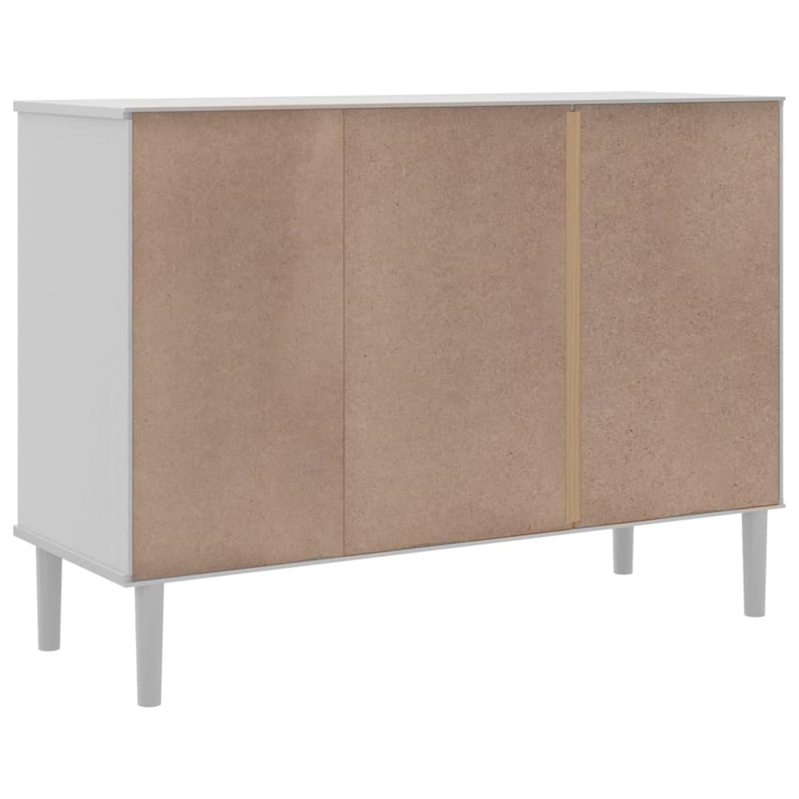 Credenza SENJA, effetto rattan, bianco, 112 x 40 x 80 cm, in legno di pino massiccio con verniciatura UV, 5 scomparti e 2 ante, per soggiorno, corridoio e sala da pranzo