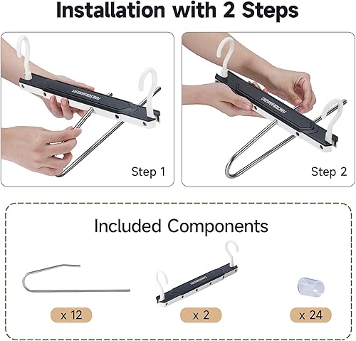 Miniatura 7 de Perchas para pantalones que ahorran espacio, 6 capas mejoradas para organizador de armario, perchas para jeans, faldas, bufandas, leggings, perchas