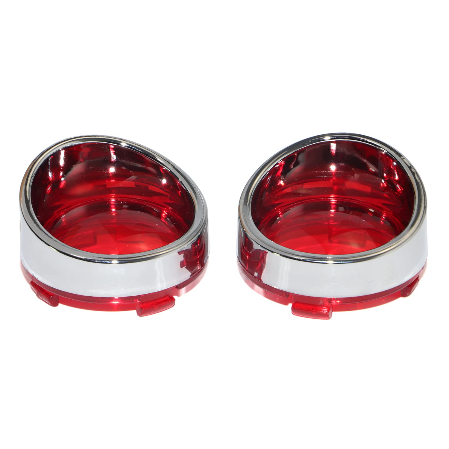 Chrome RED Visors Turn Signal Light Lens Cover for Harley Softail Dyna Touring Road Glide Sportster