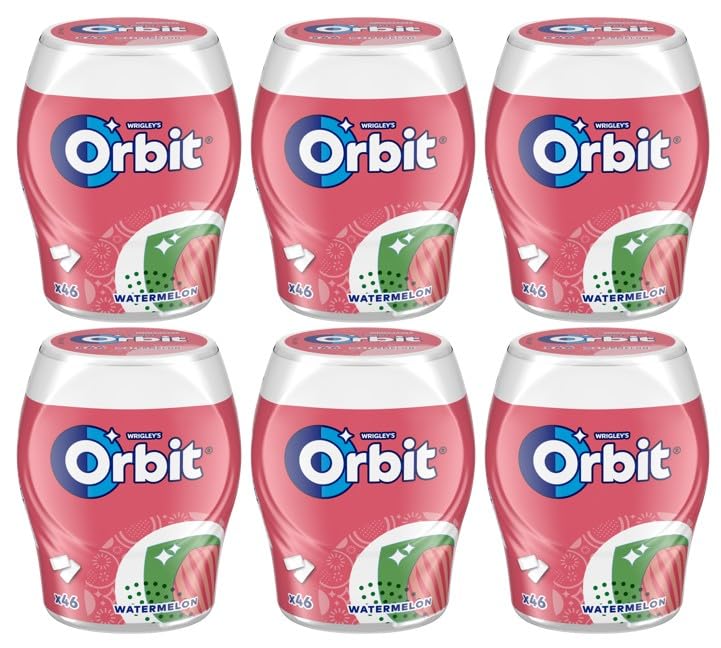 Orbit Kaugummi | Wassermelone | Zuckerfrei | 6 Packungen (6 x 46 Dragees)