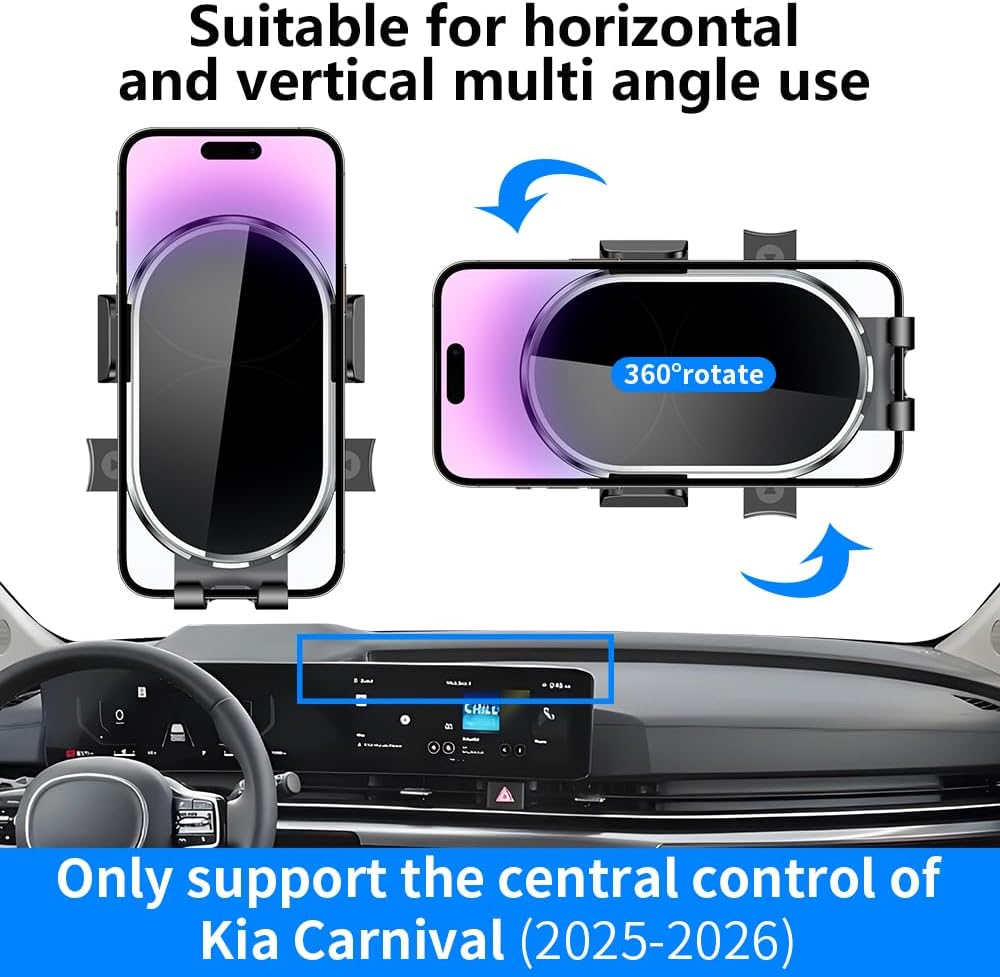 Car Phone Holder for Kia Carnival 2025 2026 Hybrid Auto Accessories Navigation Screen Bracket Interior Decoration Dashboard Cell Mobile Phone Mount Holders case Accessory