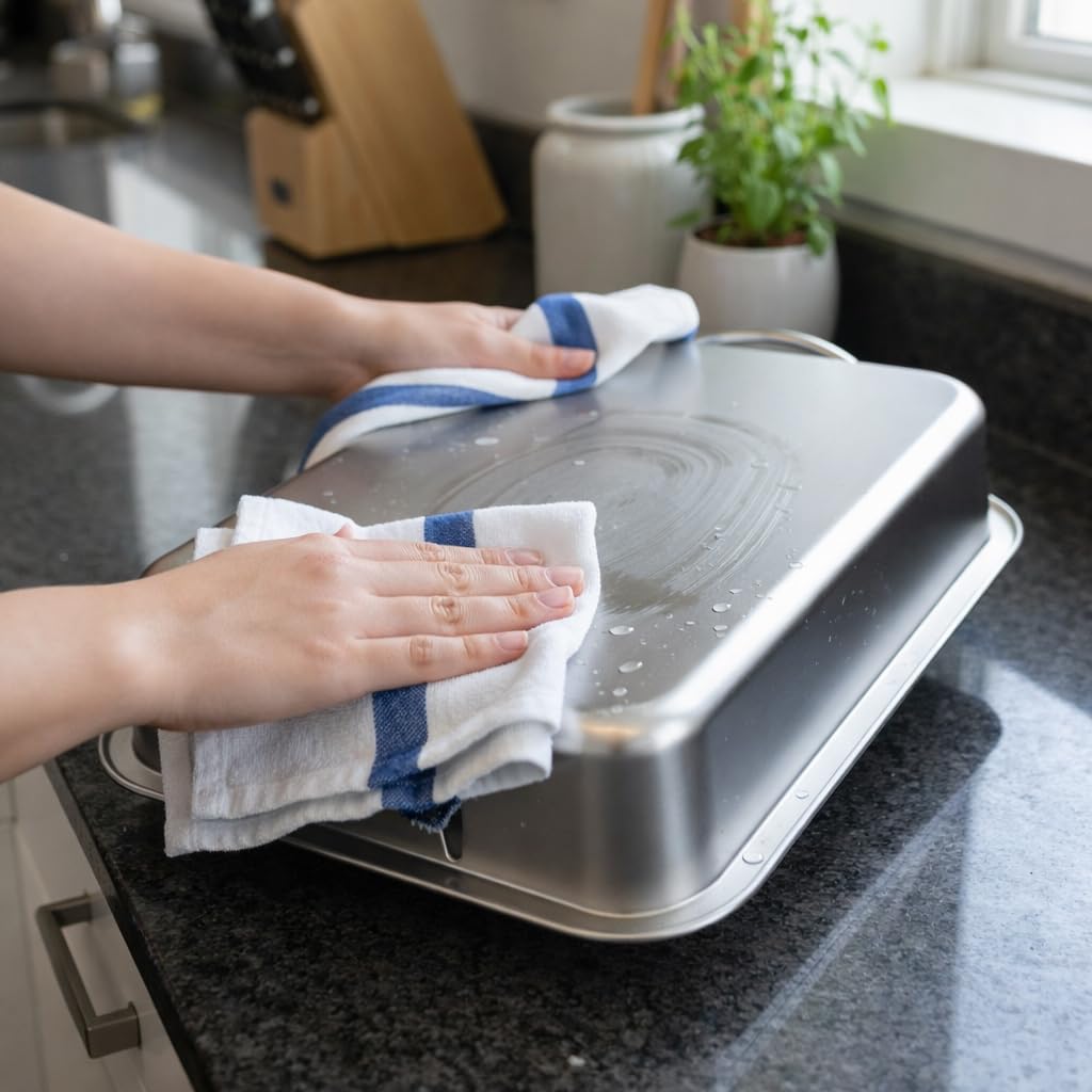 Teglie da Forno in Acciaio Inox - Teglia Rettangolare in Acciaio inossidabile - Lasagnera per Forno - Teglia Lasagna - Stampo da Forno Rettangolare - Maniglie Pieghevoli - 40 cm