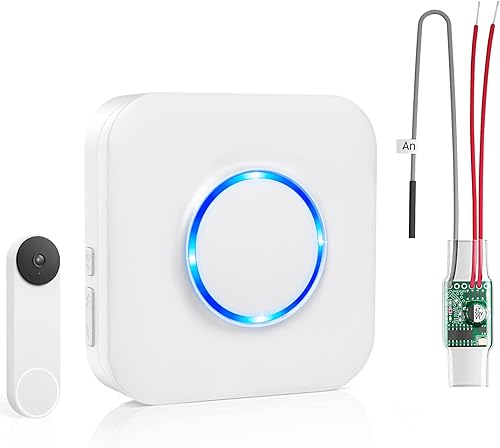 Satisure Timbre inalámbrico para Google Nest Doorbell (cableado, 2 generación y 3 generación) Extensor de timbre con receptor conectado a 58