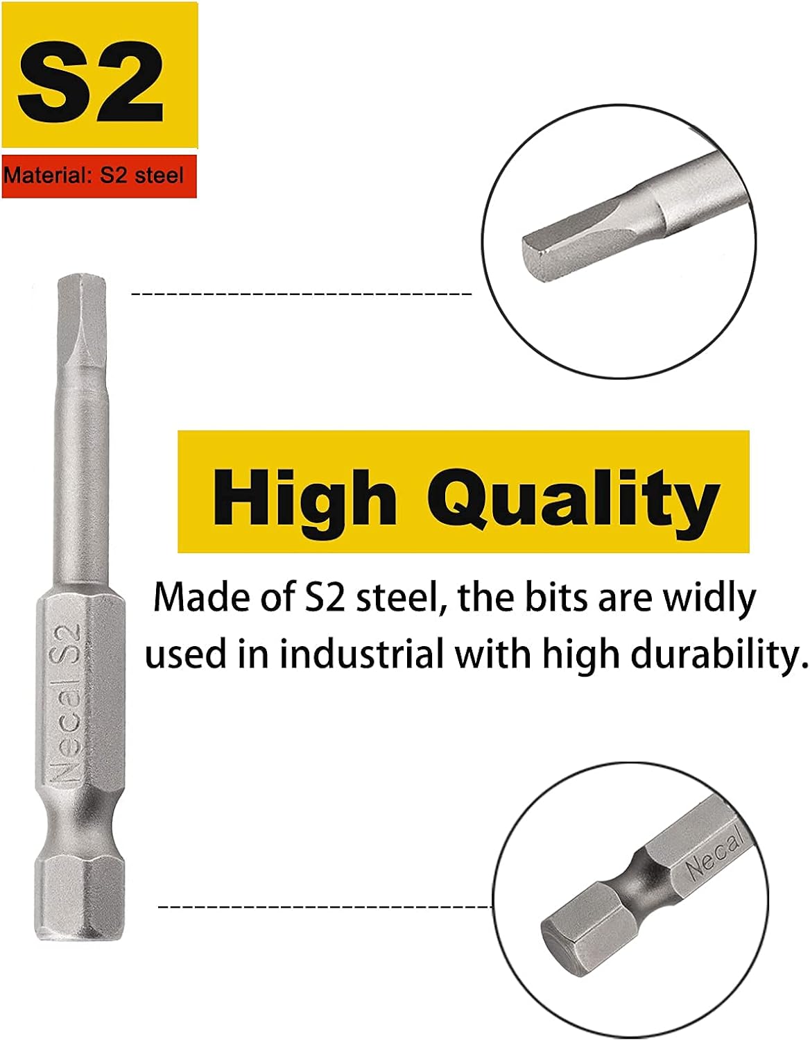 Rocaris 6 pcs 1/4 Inch Hex Shank Long Magnetic Square Head Screwdriver Bits Set Power Tools SQ1, SQ2, SQ2.7, SQ3, SQ4, SQ5 For Poket Hole Jig- 2 inch Length : Tools & Home Improvement