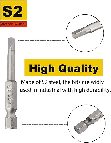 Miniatura 2 de Rocaris Juego de puntas de destornillador de cabeza cuadrada magnética larga con vástago hexagonal de 14 de pulgada, herramientas eléctricas SQ1,