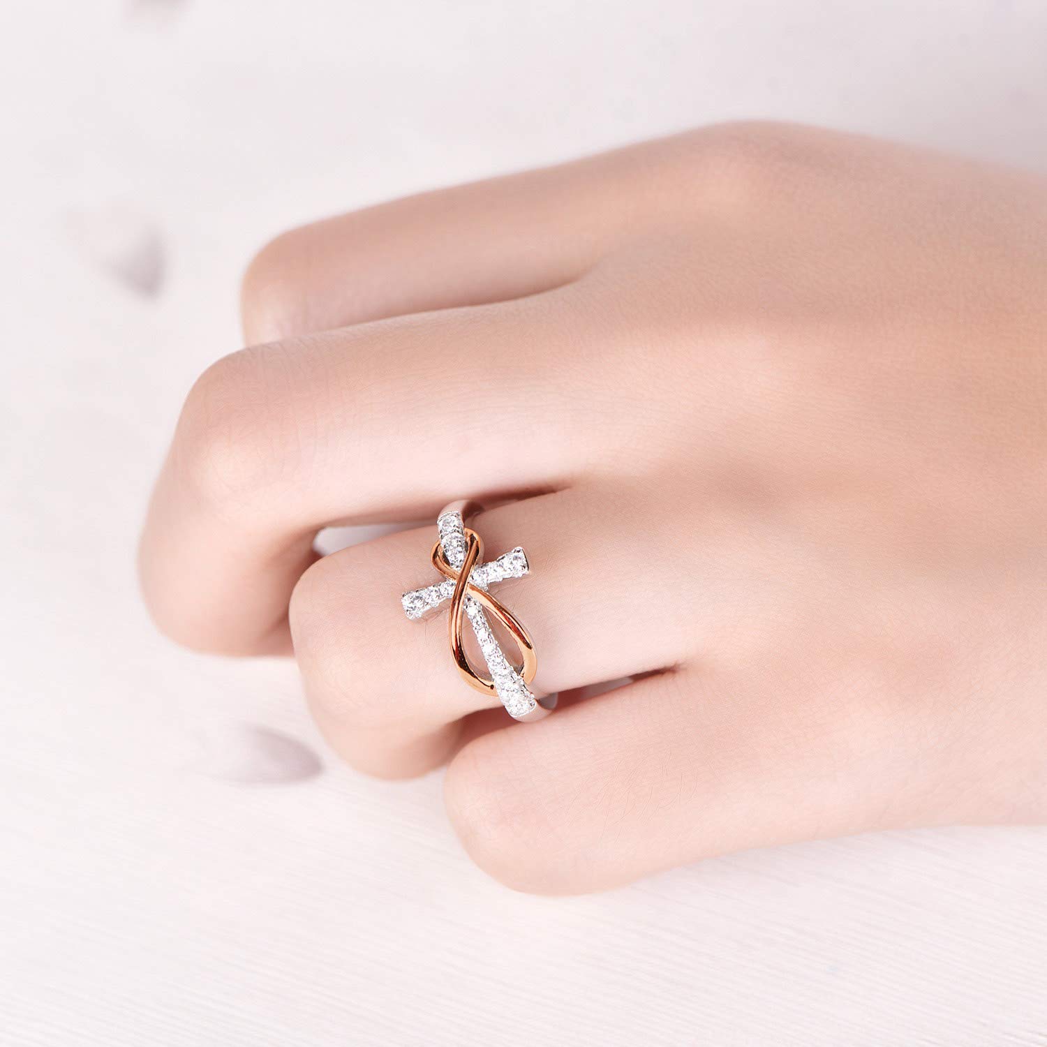 Anillo infinito de plata de ley 925 con circonita cúbica, Plata de ley, Zirconia cúbica 5