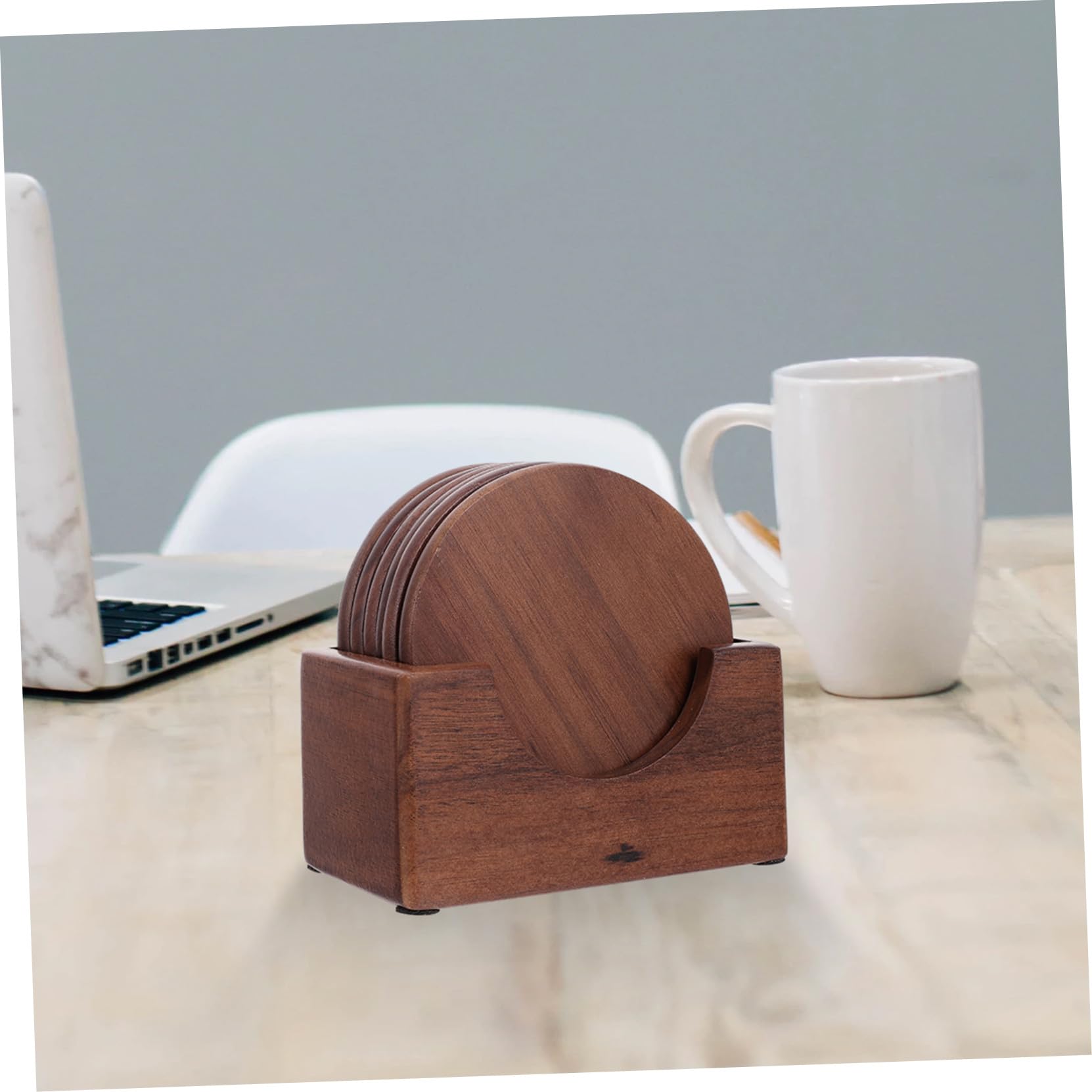 Holz Becheruntersetzer Rund 6 Stück, Kaffeefarben, Robust