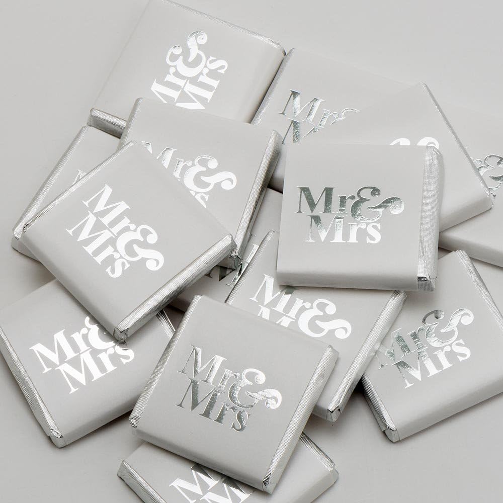 Silver Mr & Mrs Wedding Chocolate Neapolitans (75 Chocolates)