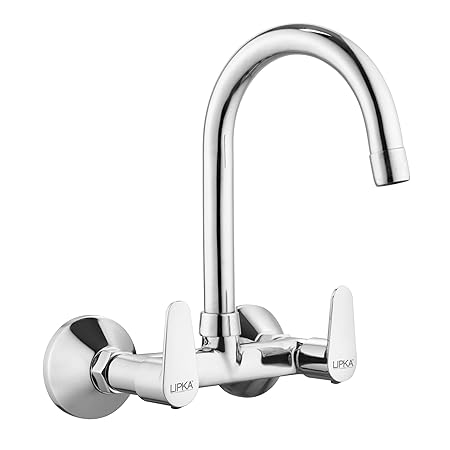 LIPKA Virgo Sink Mixer with Round 15 Inches Swivel Spout Wall Mount Brass Faucet for Kitchen Sinks & Bathrooms with Chrome Finish Faucet/Tap