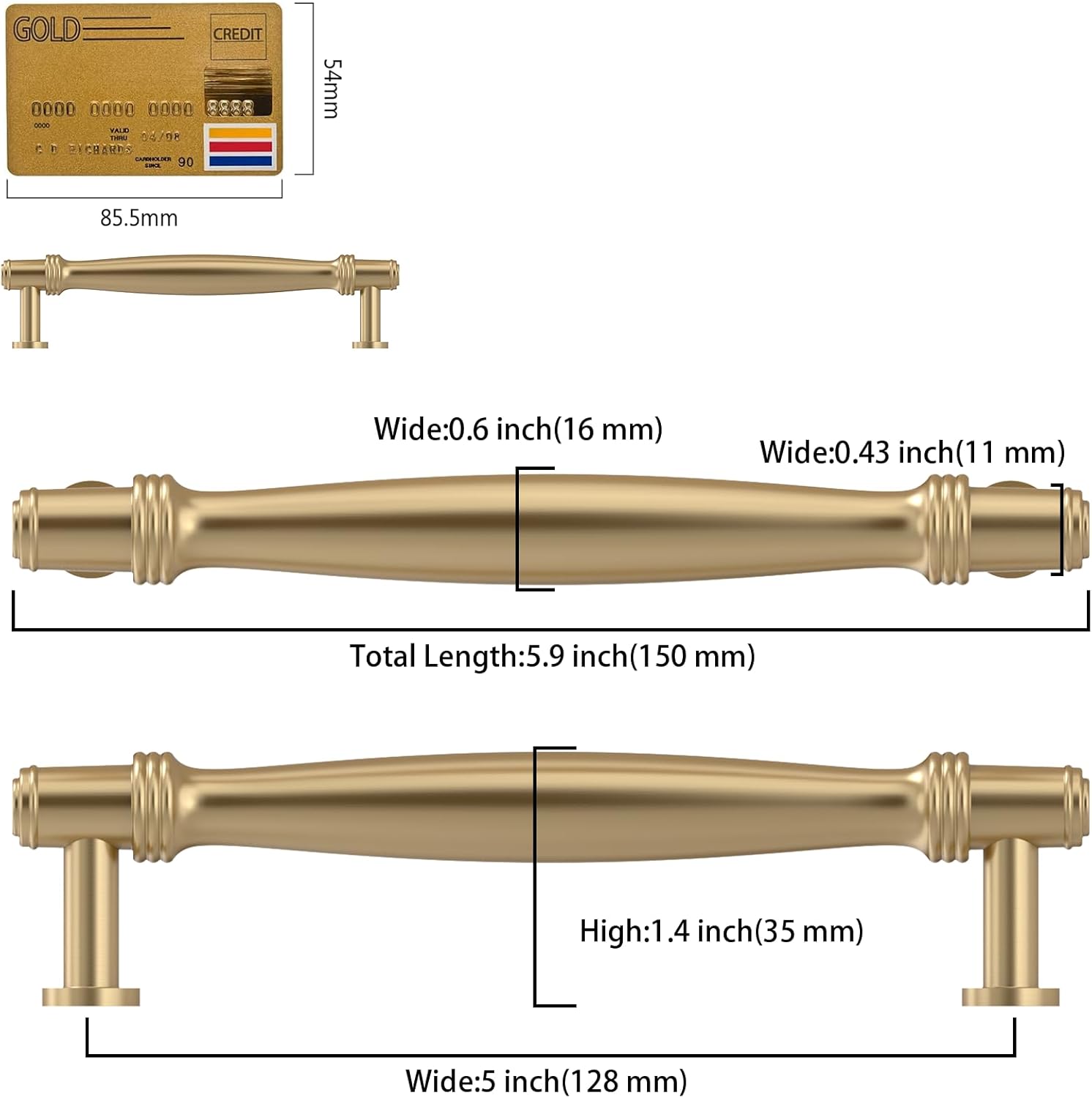 Amerdeco 10 Pack Champagne Bronze Cabinet Pulls 5 Inch(128MM) Hole Centers Kitchen Cabinet Handle Hardware Kitchen Handles for Cabinets Cupboard Handles Drawer Pulls ZH0080