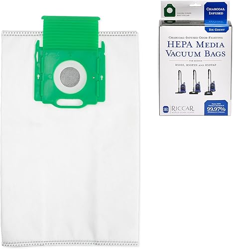 Miniatura 6 de Riccar Prima HEPA - Bolsas para aspiradora, color verde con infusión de carbón, seis bolsas incluidas, RCHC-6
